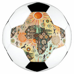 Bola De Futebol Padrão de Elementos Tribais Decorativos do Mapa da