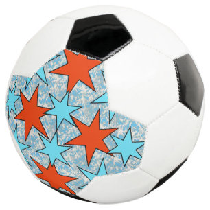 Bola De Futebol Padrão de Estrela Azul e Vermelha