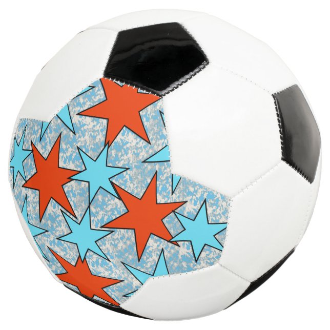 Bola De Futebol Padrão de Estrela Azul e Vermelha (Três quartos)