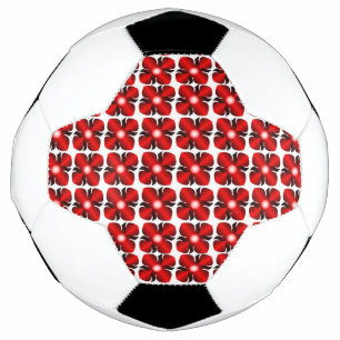 BOLA DE FUTEBOL PADRÃO DE FLOR VERMELHO
