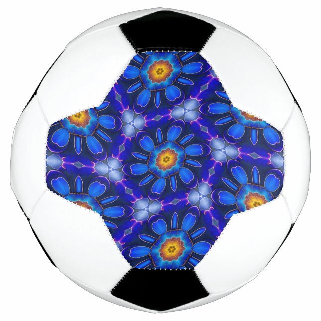 Bola De Futebol Padrão de Flores Azuis abstrato (Frente)