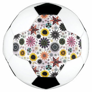 Bola De Futebol Padrão de flores contínuas vintage fofo
