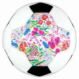 Bola De Futebol Padrão de flores em aquarela coloridas fofas