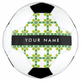 Bola De Futebol Padrão de Folhas, Folhas Verdes, Seu Nome