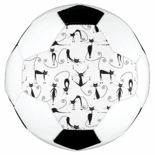 Bola De Futebol Padrão de Gato Preto Esbranquiçado Whimsical