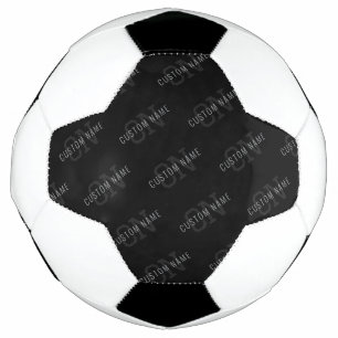 Bola De Futebol Padrão de Nome Monograma Cinza Muito Escuro e Pret