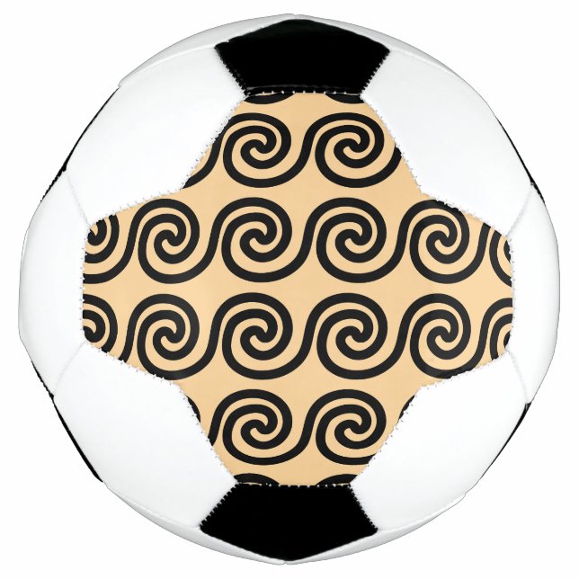 Bola De Futebol Padrão de Ondas-Chave Gregas Meander Brown (Frente)