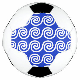 Bola De Futebol Padrão de Ondas da Chave Meandro Grega Azul