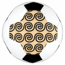 Bola De Futebol Padrão de Ondas da Chave Meandro Grega Marrom