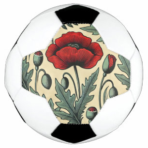 Bola De Futebol Padrão de Papagaios Vermelhos Inspirados na Vintag