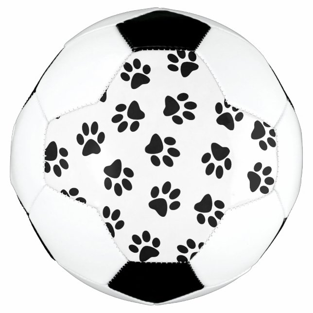 Bola De Futebol Padrão De Patas, Patas Cachorros, Patas Negras (Frente)