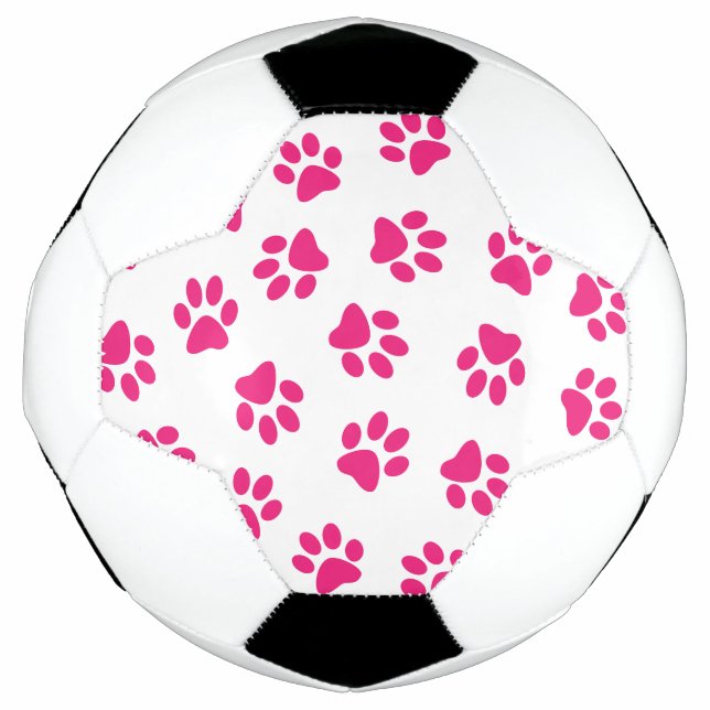 Bola De Futebol Padrão De Patas, Patas Cachorros, Patas Rosa (Frente)
