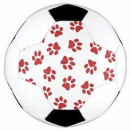 Bola De Futebol Padrão De Patas, Patas Cachorros, Patas Vermelhas