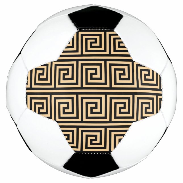 Bola De Futebol Padrão de Quadrados da Chave Meandro Grega Marrom (Frente)