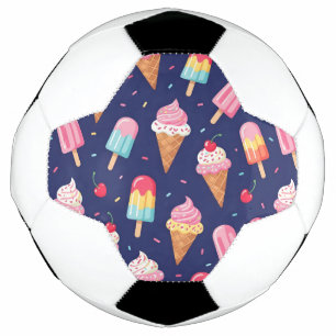Bola De Futebol Padrão de sorvete, picolés e cerejas