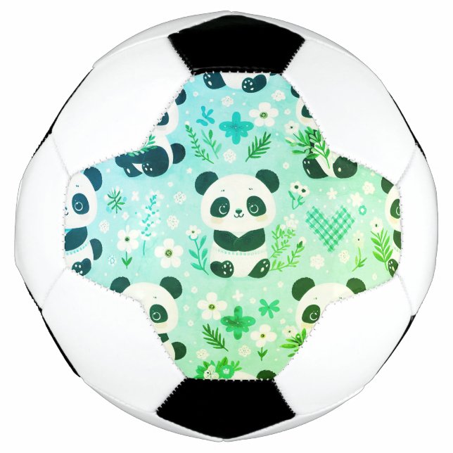Bola De Futebol Padrão de Urso Panda Impressão Verde (Frente)