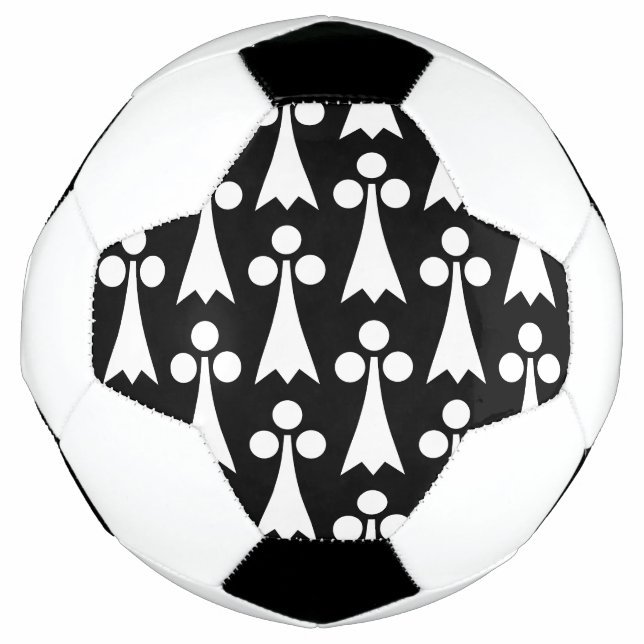 Bola De Futebol Padrão Ermine, Padrão Medieval, Branco em Preto (Frente)