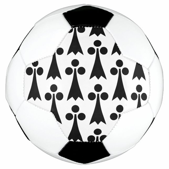 Bola De Futebol Padrão Ermine, Padrão Medieval, Preto em Branco (Frente)