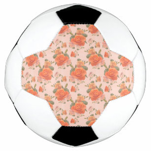 Bola De Futebol padrão floral de rosa laranja cor-de-rosa casament