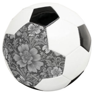 Bola De Futebol Padrão Floral Vintage Monocromático