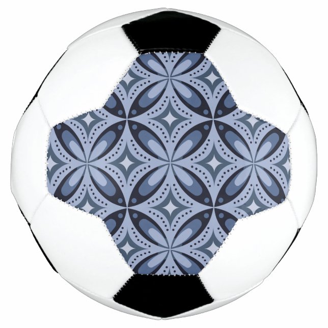 Bola De Futebol Padrão Geométrico Azul Estilo Retro (Frente)