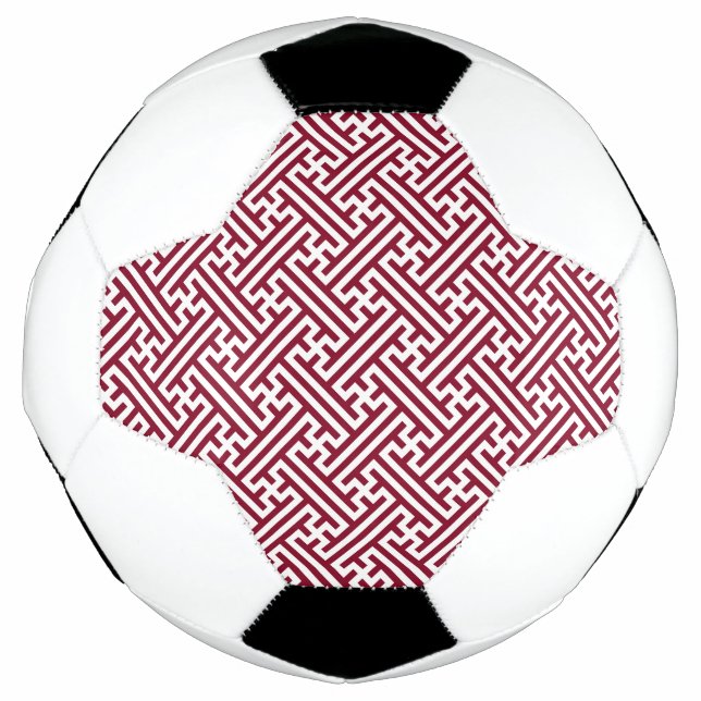 Bola De Futebol Padrão Sayagata, Japonês, Borgonha e Branco (Frente)