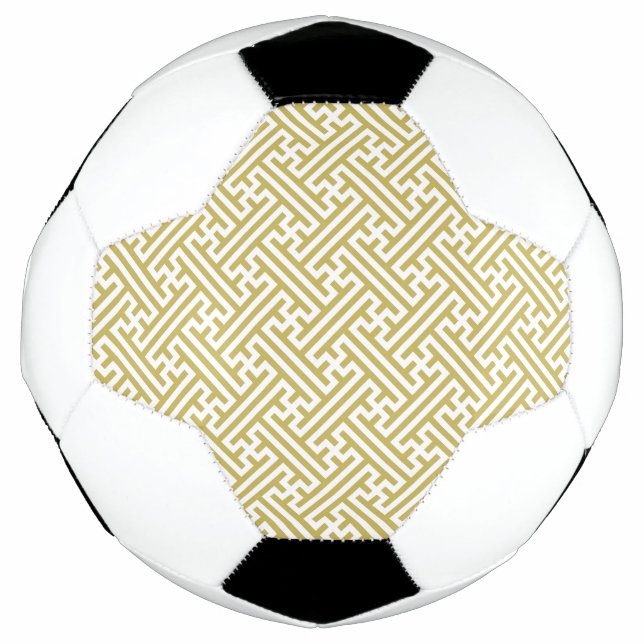 Bola De Futebol Padrão Sayagata, japonês, Dourado e branco (Frente)