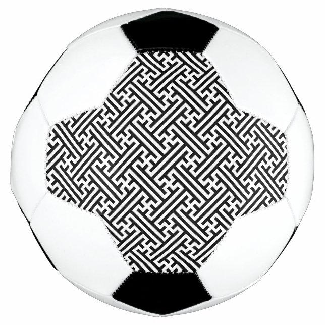 Bola De Futebol Padrão Sayagata, japonês, preto e branco (Frente)