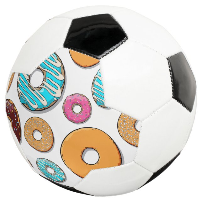 Bola De Futebol Padrão Whimsical de Rosquinha Brilhante (Três quartos)