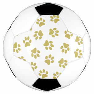 Bola De Futebol Padrões De Patas, Pistas De Cães, Pistas Verdes