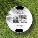 Bola De Futebol Pai com Crianças e Colagem de Fotos de Pai Familia<br><div class="desc">Pai com Crianças e Pai da Família Foto Collage Soccer Ball. Colagem de 6 fotos, nome do pai com doce mensagem em um roteiro de tendências e nomes de crianças que sobrepõem as fotos. Adicione suas 6 fotos favoritas da família. Bela manutenção e presente de aniversário, Dia do Pai ou...</div>