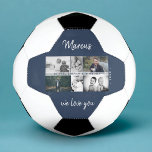 Bola De Futebol Pai com Crianças e Colagem de Fotos de Pai Familia<br><div class="desc">Pai com Crianças e Pai da Família Foto Collage Soccer Ball. Colagem de 6 fotos, nome do pai com doce mensagem em um roteiro de tendências e nomes de crianças que sobrepõem as fotos. Adicione suas 6 fotos favoritas da família. Bela manutenção e presente de aniversário, Dia do Pai ou...</div>
