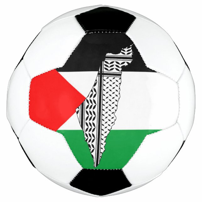 Bola De Futebol Palestina - Bandeira e Mapa com Padrão Keffiyeh (Frente)
