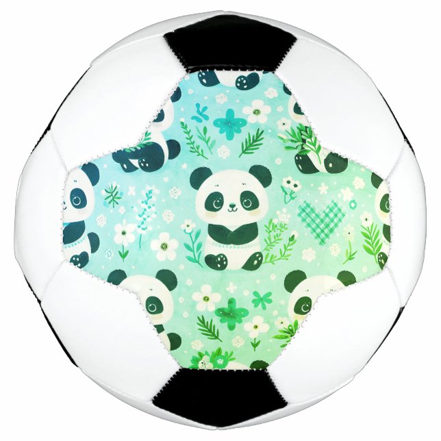 Bola De Futebol Panda Bear Pattern Green Impressão (Frente)