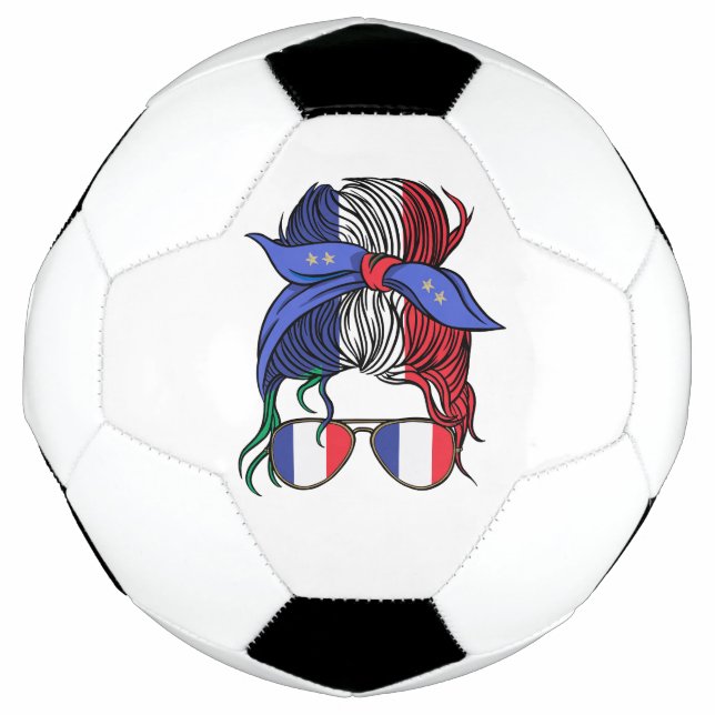 Bola De Futebol Pão bagunçado com bandeira francesa (Frente)