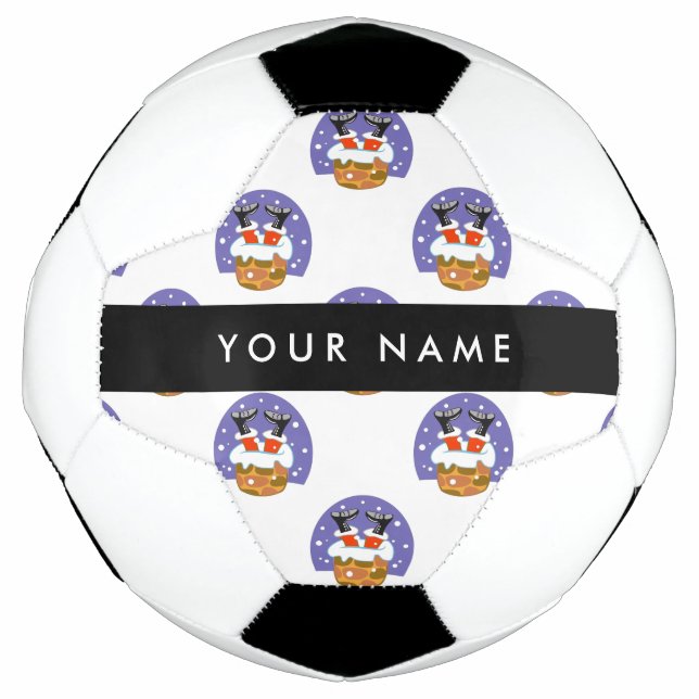 Bola De Futebol Papai Noel Na Chaminé, Neve, Natal, Ano Novo (Frente)