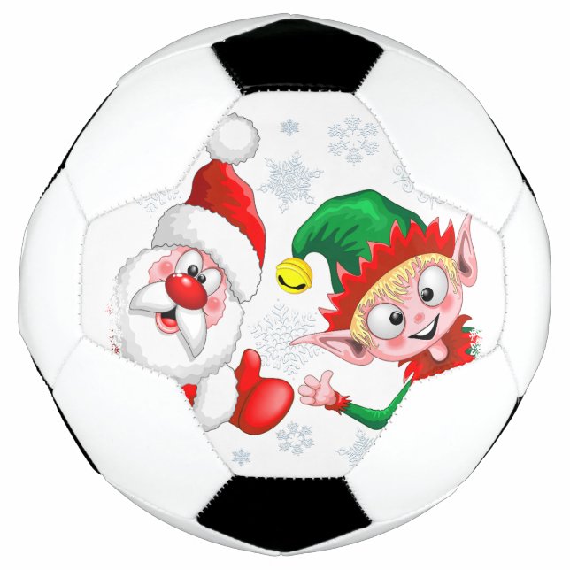 Bola De Futebol Papais noeis e Caracteres de Natal do Elf diminuem (Frente)