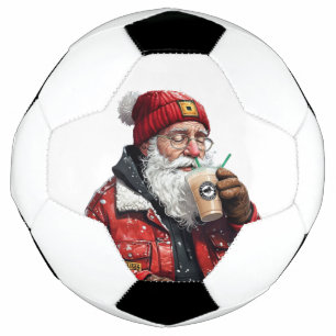 Bola De Futebol Papais noeis legal Bebendo Café Físico Arte de Nat