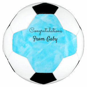 Bola De Futebol parabéns simples azul aquarela pintada à mão 