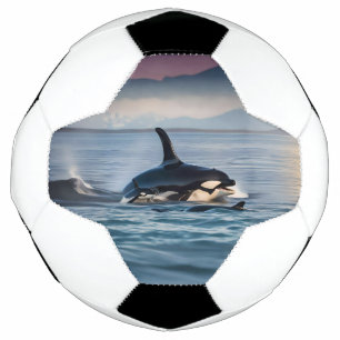 Bola De Futebol Parental Bliss: Mamãe E Bebê Orcas No Oceano,
