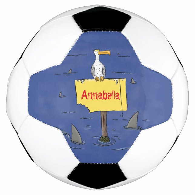 Bola De Futebol Pássaro-do-mar engraçado circulado por desenhos an (Frente)