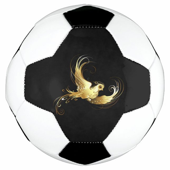 Bola De Futebol Pássaro ouro sobre fundo preto (Frente)