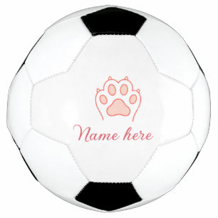Bola De Futebol Pata de cachorro coração vermelho adicionar nome t