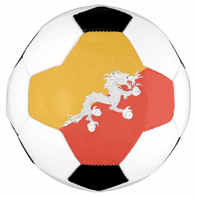 Bola de Futebol Patriótica com Bandeira do Butão (Frente)