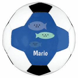 Bola De Futebol Peixe Azul Monograma Nome Soccer Ball