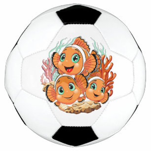 Bola De Futebol Peixe palhaço Desenho animado Fofo Família Subaquá
