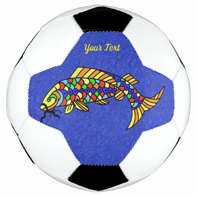 Bola De Futebol Peixe Rico Colorido abstrato em Azul Vibrante (Frente)