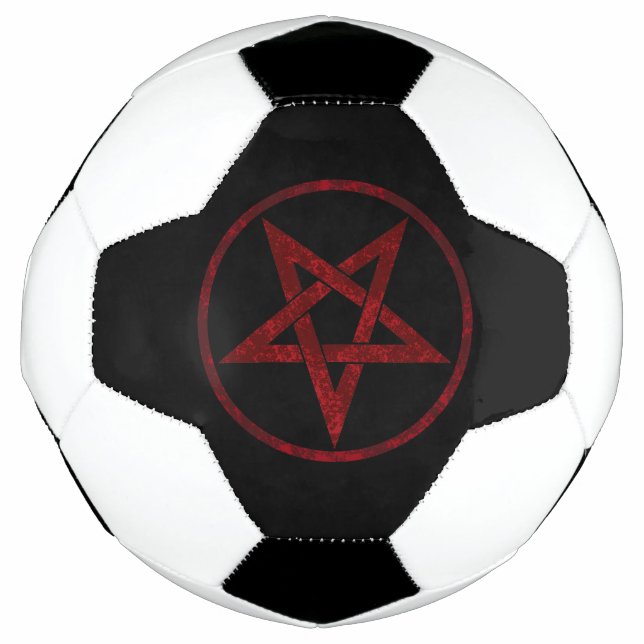 Bola De Futebol Pentagrama do diabo vermelho (Frente)