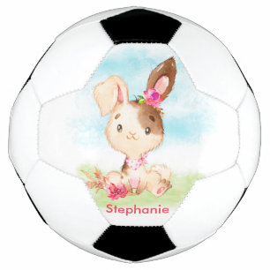 Bola De Futebol Pequeno Coelhinho de Aquarela Rosa