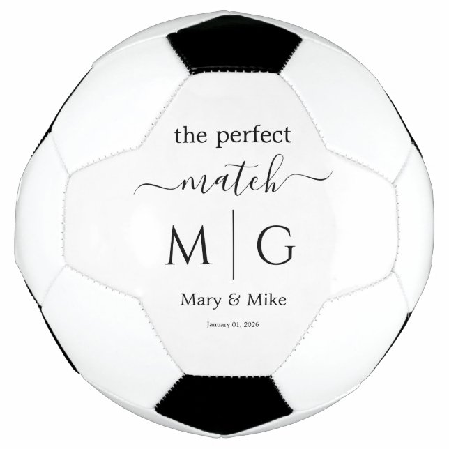 Bola De Futebol Perfect Match Monogrammed Couple Name White (Frente)